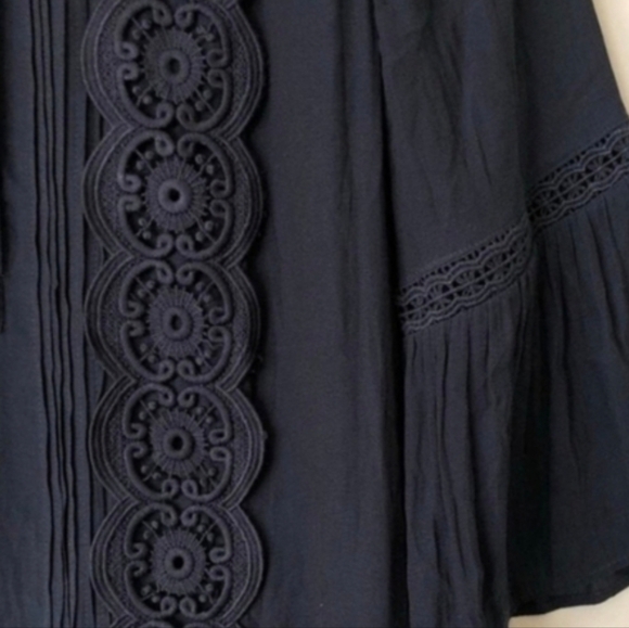 Loft Dress Ruffles and Lace Relaxed Fit Navy Size 6 - Picture 7 of 17